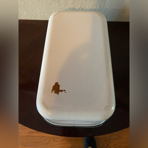 Antique Storage Box Pot 1920’s Large White/ black trim Enamel Ware. - Picture 7 of 7